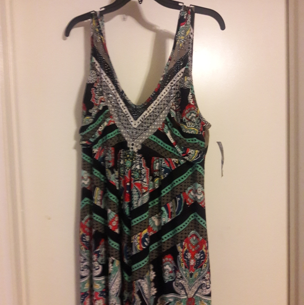Navy blue flower sun dress